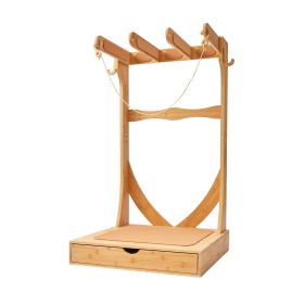 Vertical Surfboard Stand, 3 Tiers Wooden Surfboard Rack for Storage and Display, Freestanding Board Stand Organizer with Hanging Hooks & Cork Padding