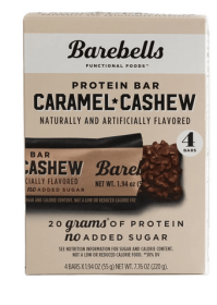 Barebells Protein Bars with 20g High Protein, 1.9oz Bars, Caramel Cashew - 4 Count