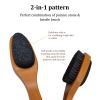 Pumice Stone for Feet Foot Brush with Handle 2 in 1 Natural Wood Pedicure Scrubber for Shower Double Sided Pumice Foot File with Brush for Callus