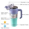 40oz Wall insulated Water Bottle, StainlessSteel Water Cup, For lce Water, lced Tea, CoffeeTo Keeps Drinks Cold, With Handle And StrawCover