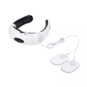 Electric Tens Unit Pulse Neck Massager Magnetic Pulse Therapy Vertebra Relax (Color: White)