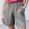 Cotton Linen Solid Shorts Female Elastic Waist Knee-length Pocket Short Women 2021 Summer Fashion Thin Soft Women's Homewear