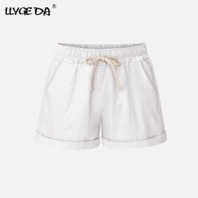 Running Gym Sports Women Shorts Wide Leg Drawstring Elastic Waist Lace up Short 2021 Summer Solid Loose Casual Female Bottoms (Color: White, size: XL)