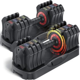 Adjustable Dumbbell Set of 22.5LB Set-1Sec Adjustable Dumbbell Weights-5 in 1 Free Weights Dumbbells Set with Effortless Tray/No-Slip Handle-Compact S (Title: Default Title)