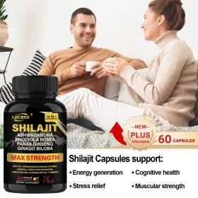 Shilajit Capsules Ashwagandha Extra Strength Dietary Supplement 60 Capsules (style: 60Capsules)