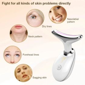 Face Massager Anti-Wrinkle Face Device 3 Modes 45°C Neck Lifting Massagers LED High Frequency Beauty Instrumen EMS Face Massage for Women (Color: White, Quantity: 1.0)