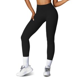 Women's High Waist Workout Leggings - Tummy Control (Color: Black, size: XL)