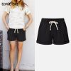 Running Gym Sports Women Shorts Wide Leg Drawstring Elastic Waist Lace up Short 2021 Summer Solid Loose Casual Female Bottoms