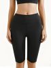 Black high waisted yoga pants, women's abdominal control fitness shorts, tight running pants for exercise and running, portable pocket design